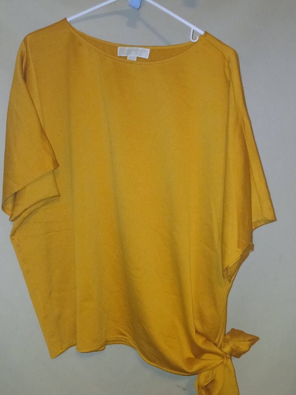 MICHAEL Michael Kors Mustard Tie-Knot Short-Sleeve Blouse Women's L